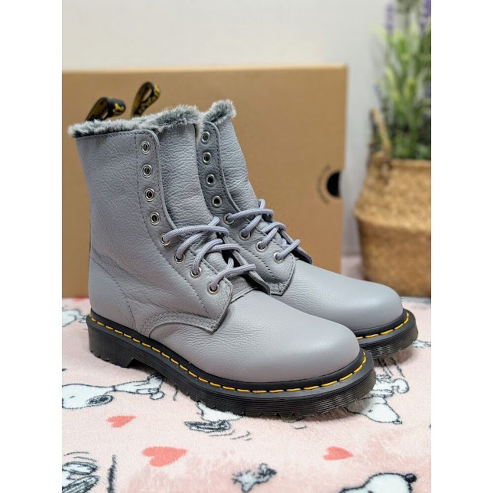 Dr. Martens 1460 Pascal Serena Grey Virginia Leather Lace Up Boots UK 5 NIB